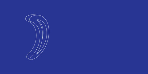 Poster - The outline of a large moon astrological symbol made of white lines on the left. 3D view of the object in perspective. Vector illustration on indigo background