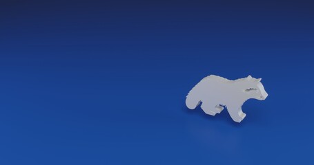 Poster - Isolated realistic white raccoon symbol with shadow. Located on the right side of the scene. 3d illustration on transparent background