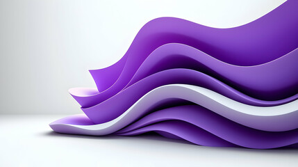 Poster - Abstract 3D Purple and White Flowing Contour Lines