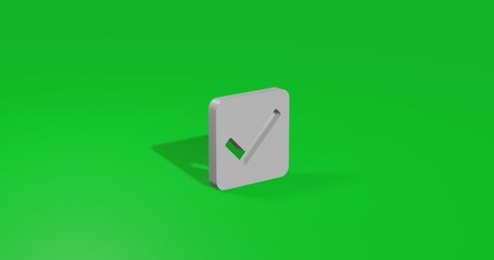 Poster - Isolated realistic white checkbox symbol front view with shadow. 3d illustration on green chroma key background