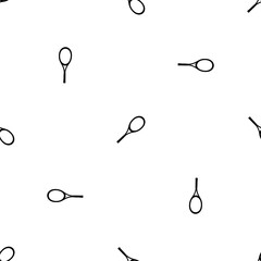 Poster - Seamless pattern of repeated black tennis racket symbols. Elements are evenly spaced and some are rotated. Illustration on transparent background
