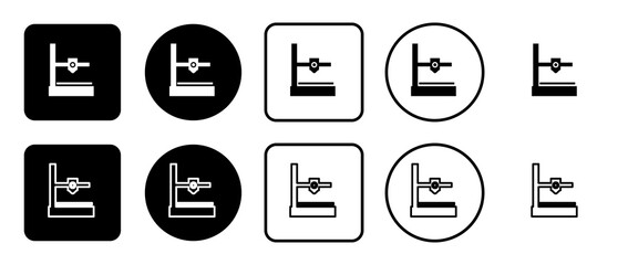 Poster - Icon set of small 3D printer symbol. Filled, outline, black and white icons set, flat style.  Illustration on transparent background