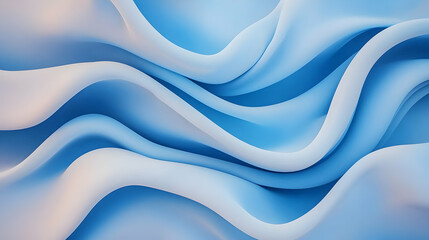 Poster - Abstract Blue Particle Waves Flowing Smoothly