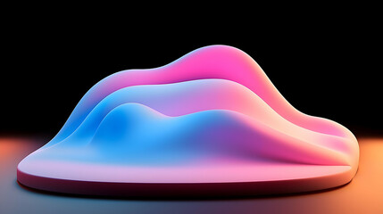 Poster - Abstract Digital Landscape with Neon Blue and Pink Hues