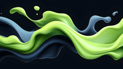 Poster - Abstract Dynamic Liquid Background with Green and Blue Swirls