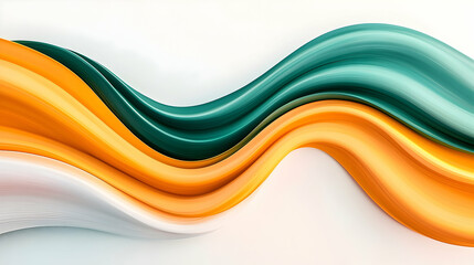 Poster - Abstract Dynamic Wave Background Green Orange and White