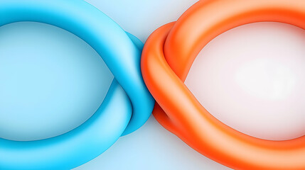 Poster - Abstract Interlocking Blue and Orange Rings on Light Background
