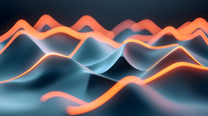 Poster - Abstract Network Connections Visualization: Glowing Orange and Blue Lines on Dark Background