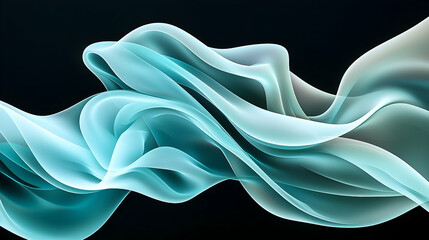 Poster - Abstract Swirling Ethereal Smoke in Teal and Blue