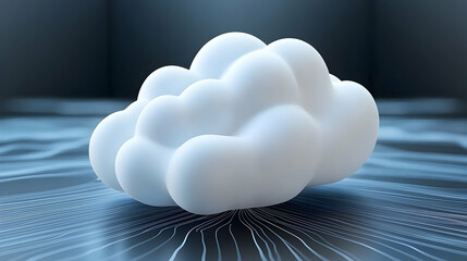 Poster - Abstract White Cloud on Dark Blue Data Stream Background