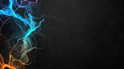 Aufkleber - Black background with blue, orange and purple streaks. The streaks are colorful and appear to be smoke