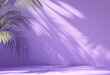 © Svetlana - Lavender walls and floor with shadows from palm leaves in studio lighting. Minimalistic summer background.
