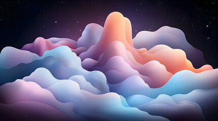 Poster - Animated Purple Colorful Galaxy Background with Pastel Mountains