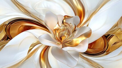 Poster - Whirling trails of shimmering gold and rich brown against bright white