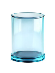 Aufkleber - A minimalist and elegant transparent glass cylinder on a light blue base showcases an abstract, modern design. isolated on transparent background