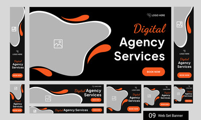 Wall Mural - trendy digital agency web set banner design for social media post, startup business web bundle banne