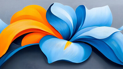 Fototapete - Abstract Artistic Rendering of Blue and Orange Iris Flowers
