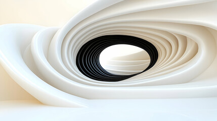 Fototapete - Abstract Black and White Spiral Background 3D Rendering
