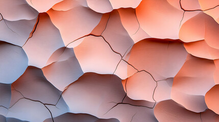 Poster - Close-Up of Textured Surface with Cracked Pattern and Orange Pink Hues