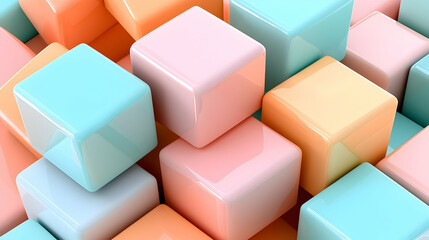 Poster - Colorful 3D Cubes Forming a Cross Shape on White Background