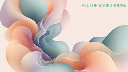 Poster - abstract background showcasing soft, flowing organic shapes in pastel tones of peach, mint, and lavender.