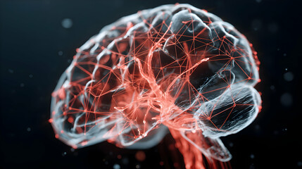 Poster - Digital human brain concept artwork representing neural networks and artificial intelligence themes