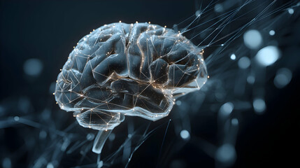 Poster - Human brain represented by interconnected glowing lines symbolizing neural connections network