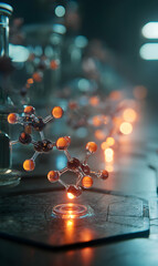 Poster - Molecular models illuminate advanced lab reflecting research and innovation for future breakthroughs