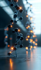 Poster - Illuminated molecular structure displaying intricate connection and complex scientific construction