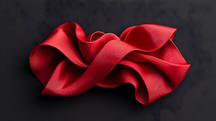 Fototapete - Abstract Red Ribbon on Dark Background