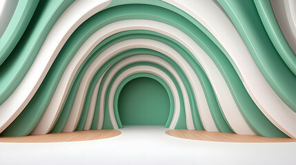 Fototapete - Abstract Spiral Green and White Gradient Background