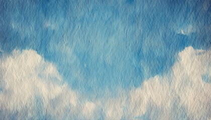 Poster - serene blue sky with soft fluffy clouds, perfect for web design, print, and branding, digital painting style