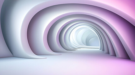 Fototapete - Abstract Spiral Tunnel with Purple and White Gradient Background
