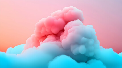 Poster - Pink and Blue Pastel Cloudscape Abstract Digital Art
