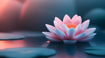 Poster - Pink Crystal Lotus Blossom in Teal Pond
