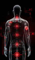 Poster - Human body anatomy projected with digital interface providing health and medical insights
