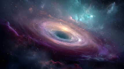 Poster - Celestial portal emerges amidst cosmic dust clouds illuminating the profound mysteries within the cosmos