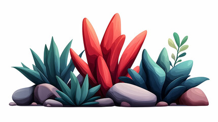 Poster - Pixel Art Cactus and Succulent Border