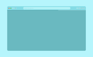 Wall Mural - Transparent browser window on blue and violet background. Window internet browser with toolbar and search bar. Blank screen website mockup. Template design for ui, ux, app. Vector illustration