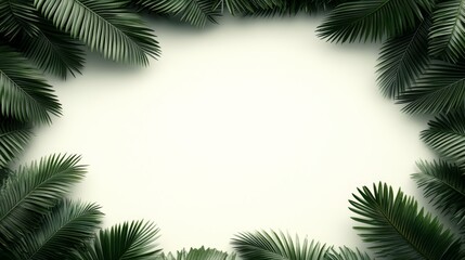 Poster - Leafy green background with a white border. The background is a lush green forest with palm trees