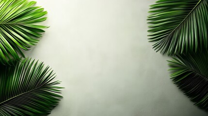 Poster - Leafy green background with a leafy green palm tree on the left side. The palm tree is surrounded by a white background