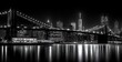 © Md - New york city skyline and brooklyn bridge at night black and white