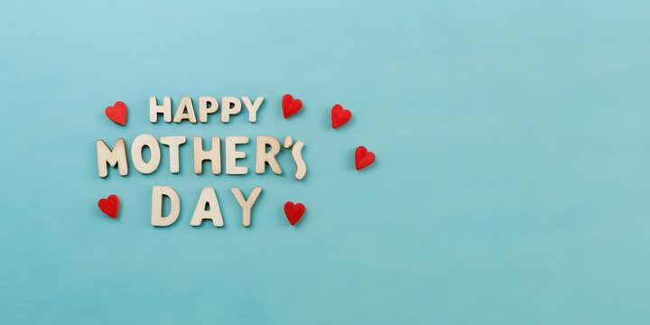 Happy mother's day lettering with hearts
