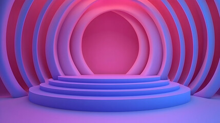 Fototapete - Mesmerizing Loop of Futuristic Pink and Purple Digital Grid
