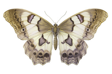 Poster - A butterfly with open wings displaying a pattern of white brown and gray on a transparent background png