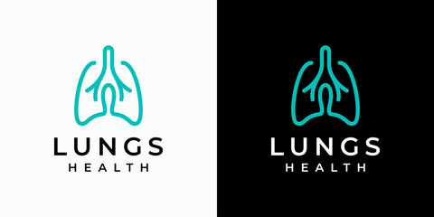 Poster - Lung shape vector logo design in modern, simple, clean and abstract style. Icon for business, health, science and personal branding.