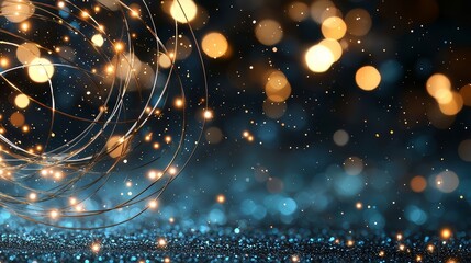 Poster - Blue background with a bright yellow line that is surrounded by a lot of sparkles. The line is the main focus of the image and it gives off a feeling of excitement and energy