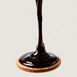 © PNG Stock - Chocolate pouring on cookie on white background