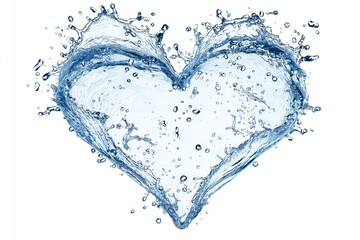 Aufkleber - Artistic heart-shaped water splash frozen midair on a clean white background symbolizing love, purity and freshness in liquid form, Generative AI