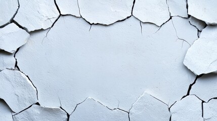 Fototapete - White wall with a large crack in it. The crack is wide and deep, and it seems to be getting wider. The wall is made of stone, and it looks like it has been damaged by some kind of force